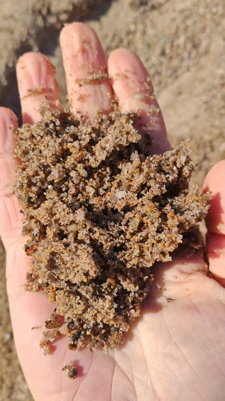 川砂の粒のクローズアップ